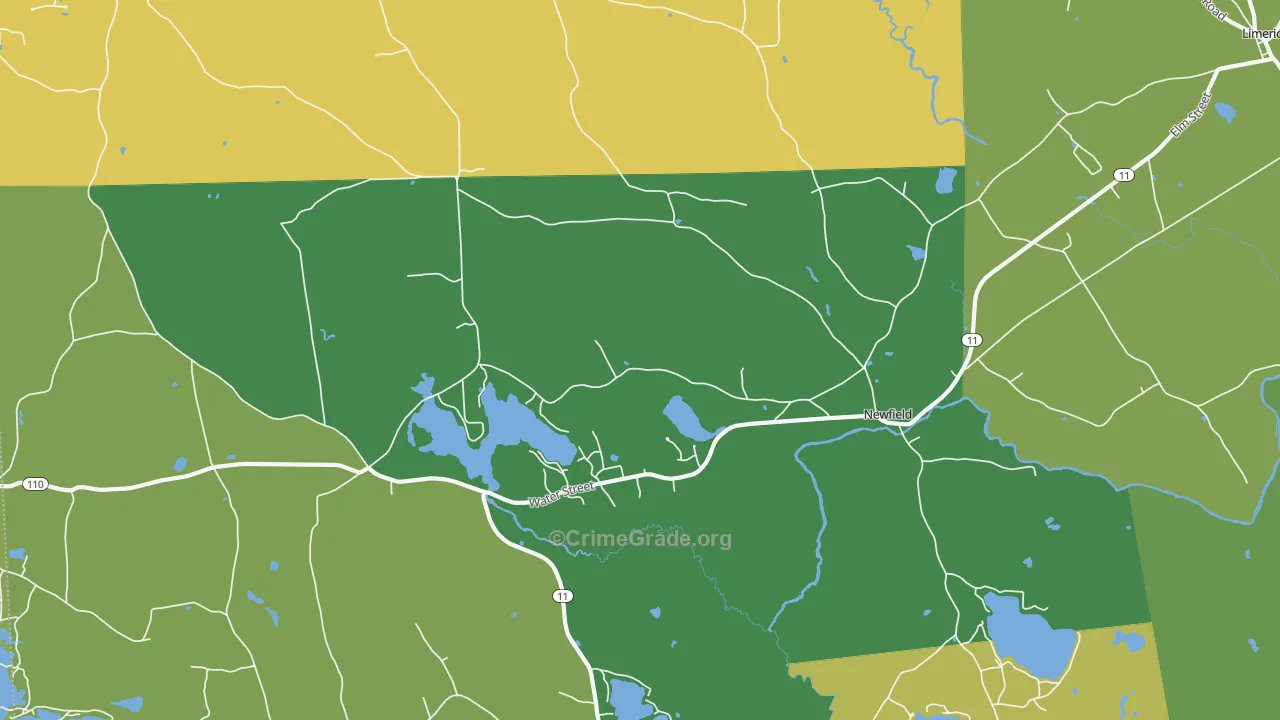 Newfield, ME Map of Theft Rates