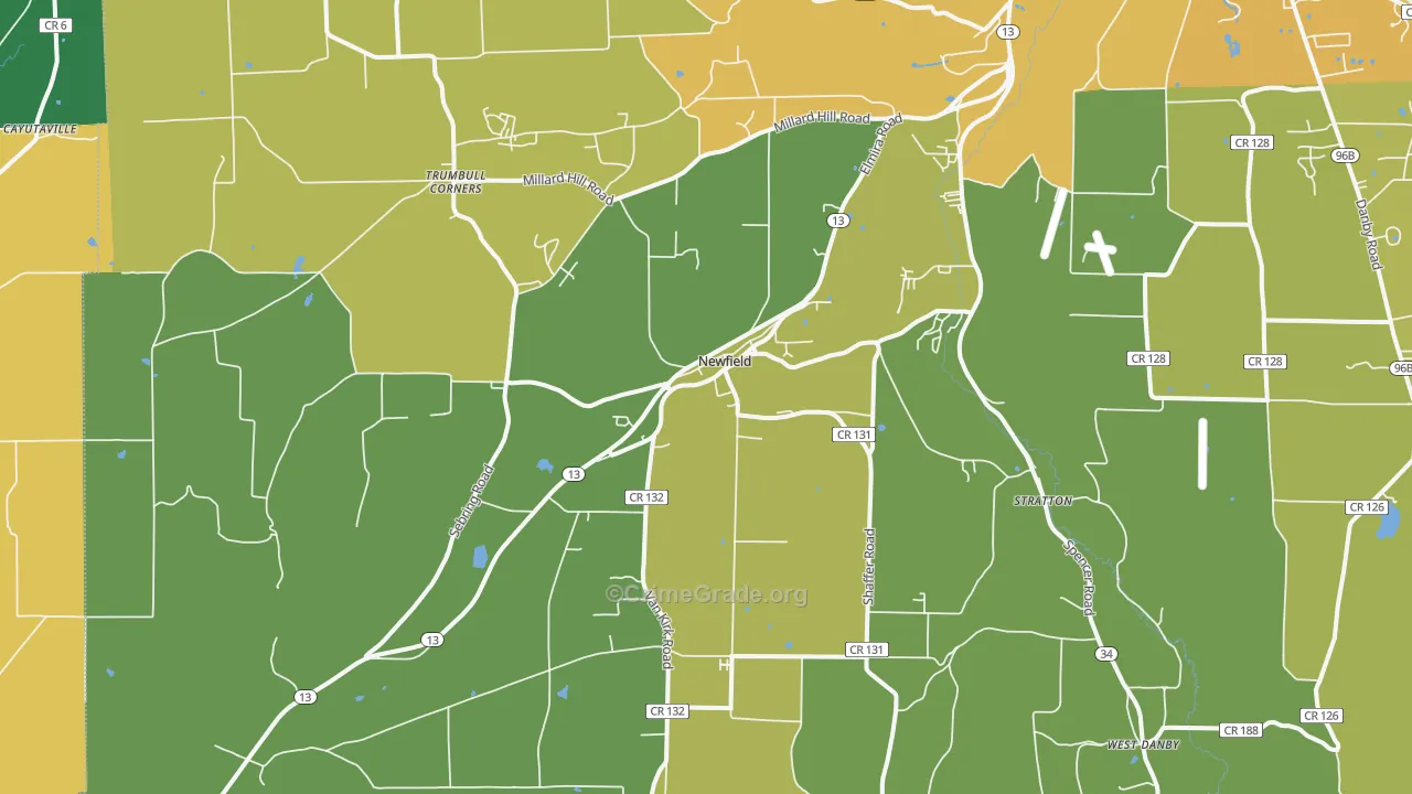 Newfield, NY Map of Theft Rates
