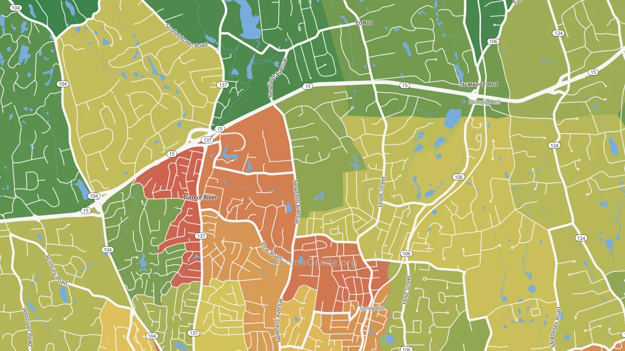 Newfield, Stamford, CT Map of Theft Rates