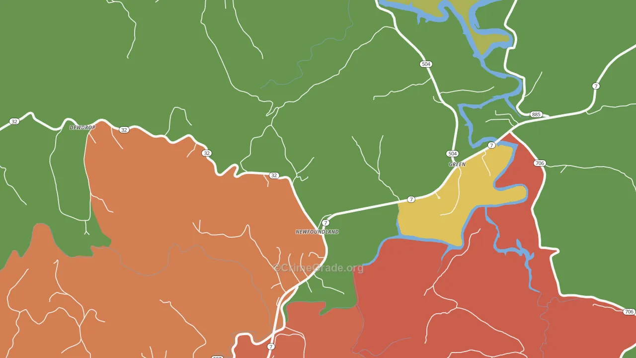 Newfoundland, KY Map of Theft Rates