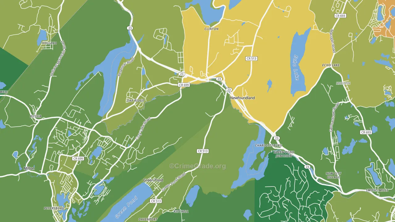 Newfoundland, NJ Map of Theft Rates