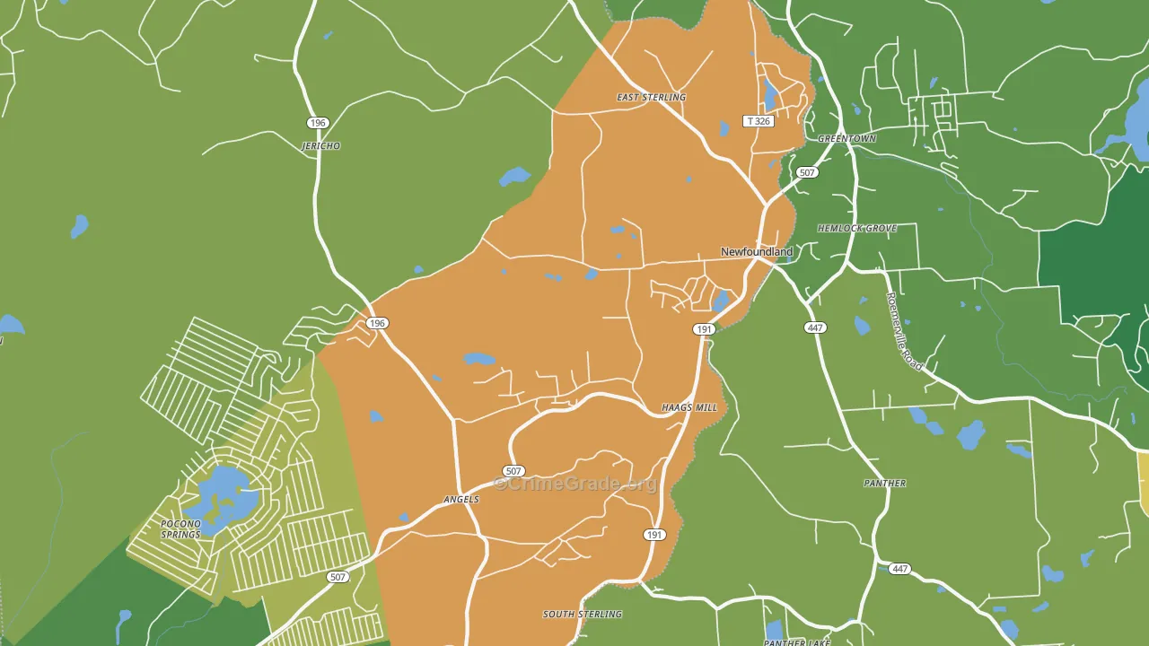 Newfoundland, PA Map of Theft Rates