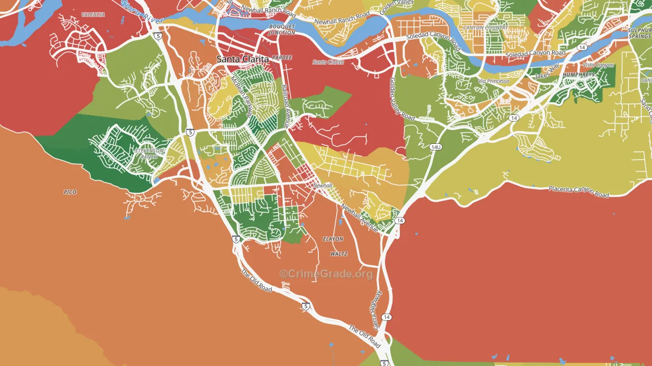 Newhall, CA Map of Theft Rates
