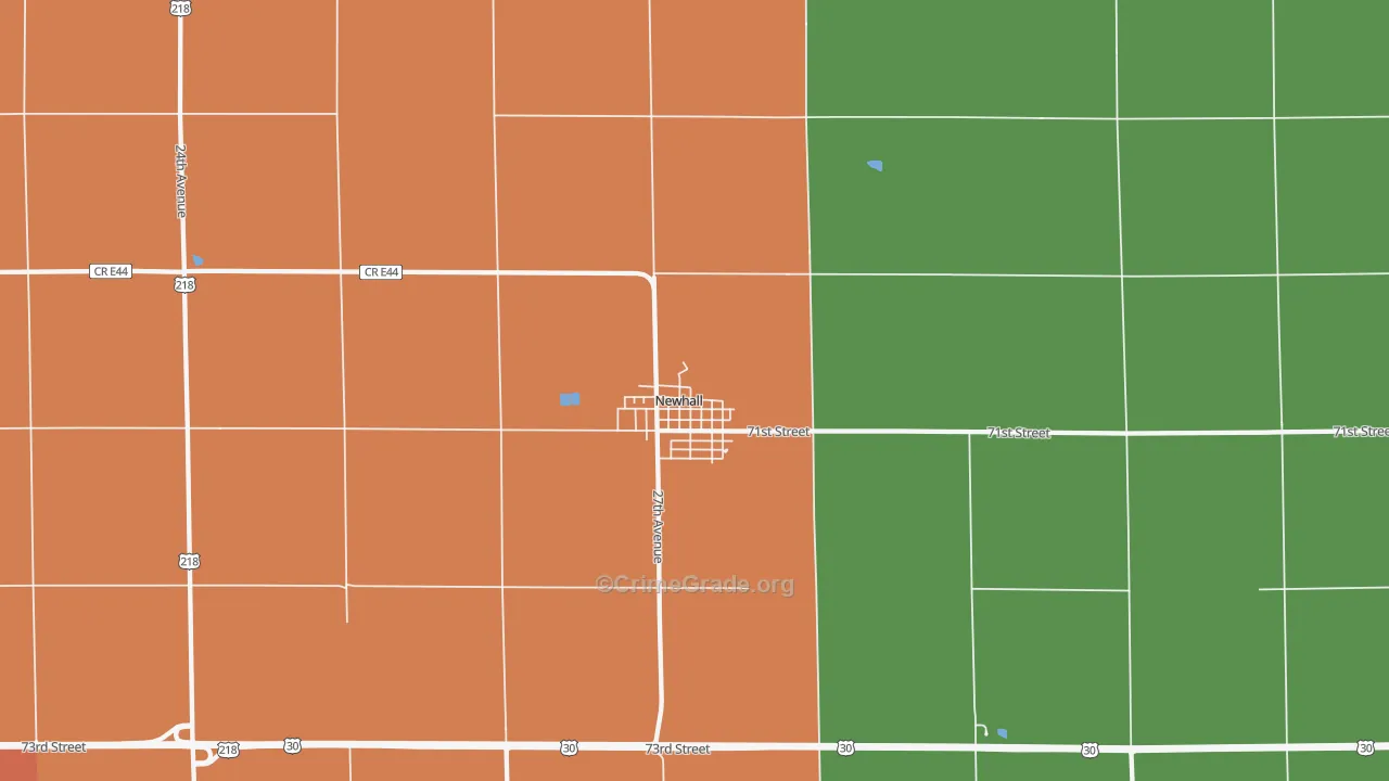 Newhall, IA Map of Theft Rates
