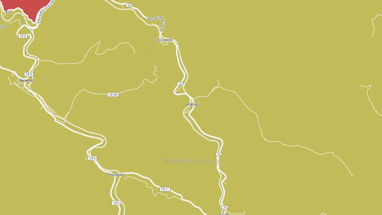Newhall, WV Map of Theft Rates