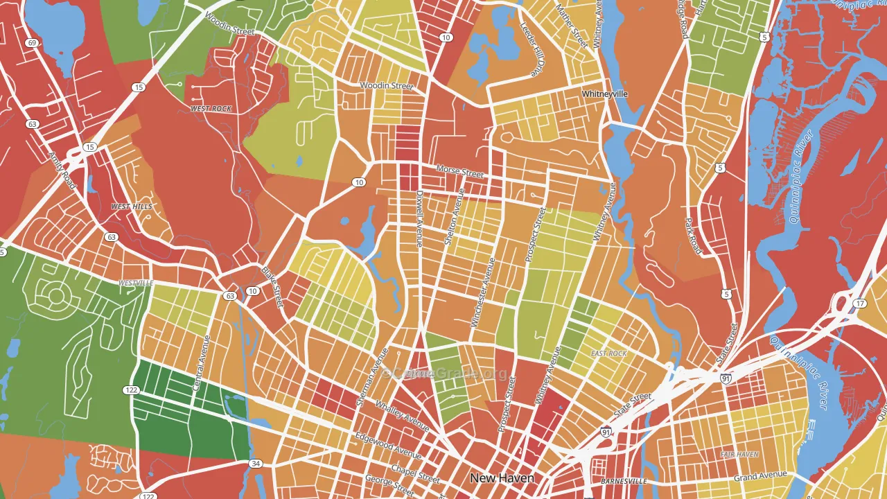 Newhallville, New Haven, CT Map of Theft Rates