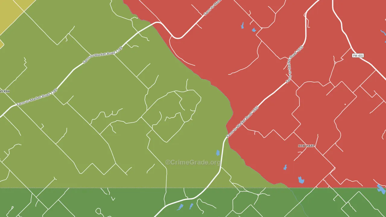 Newharp, TX Map of Theft Rates