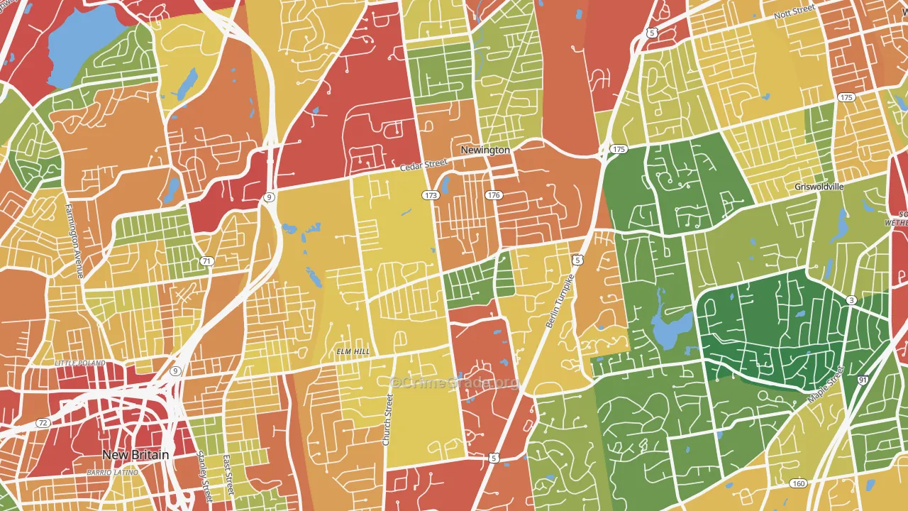 Newington, CT Map of Theft Rates