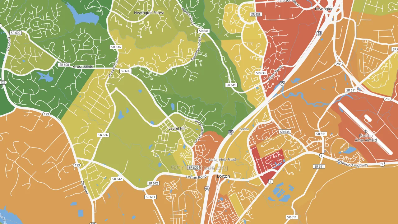 Newington Forest, VA Map of Theft Rates