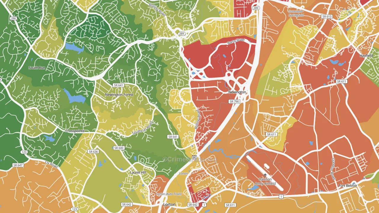 Newington, VA Map of Theft Rates