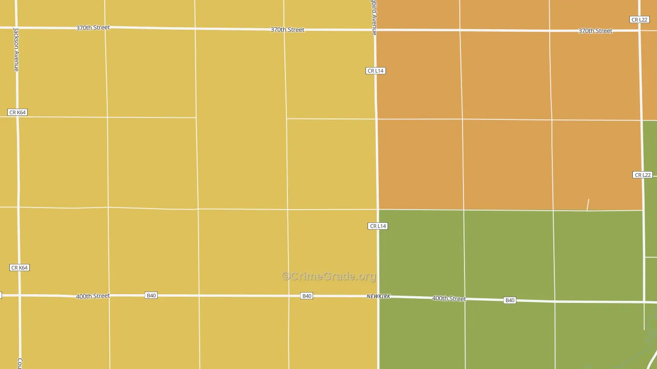 Newkirk, IA Map of Theft Rates