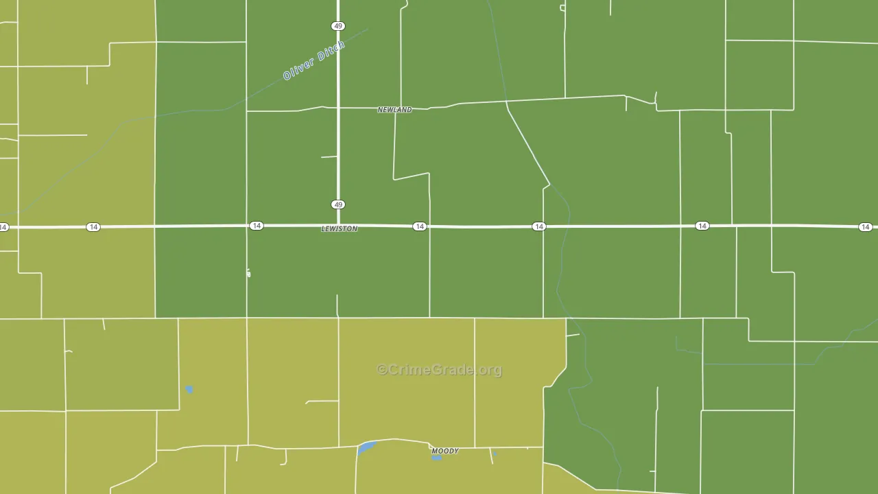 Newland, IN Map of Theft Rates