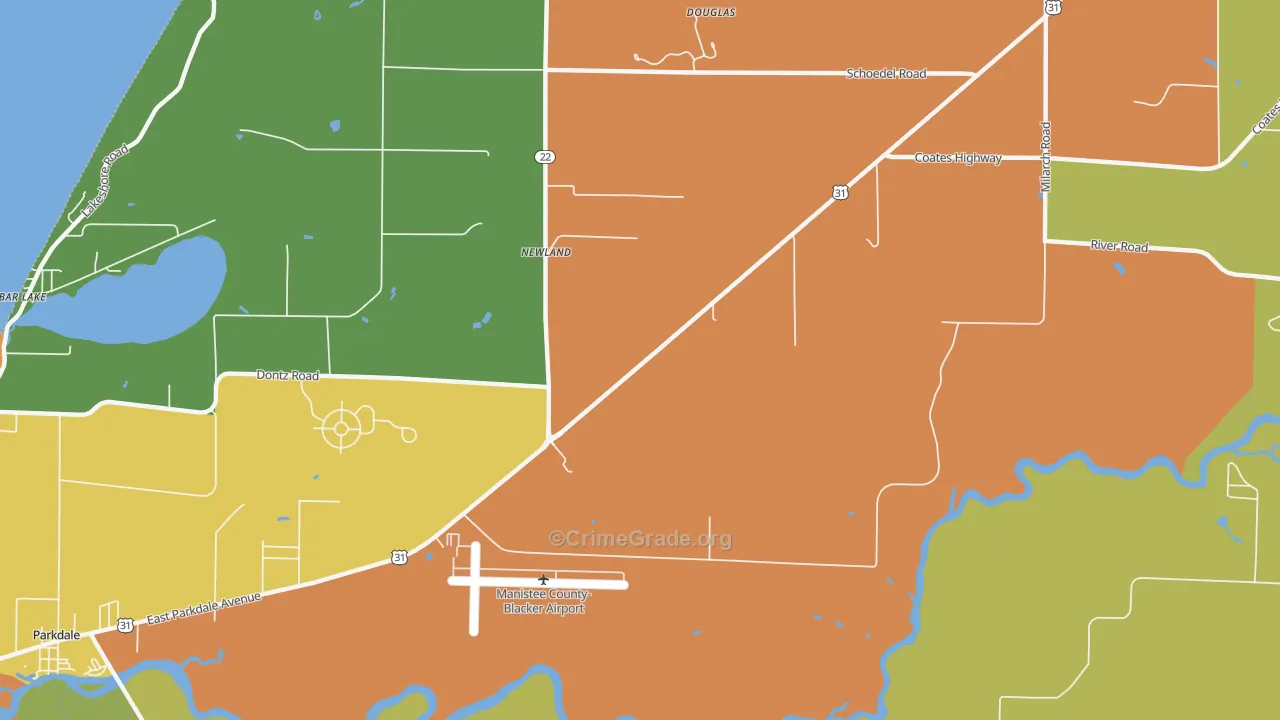 Newland, MI Map of Theft Rates