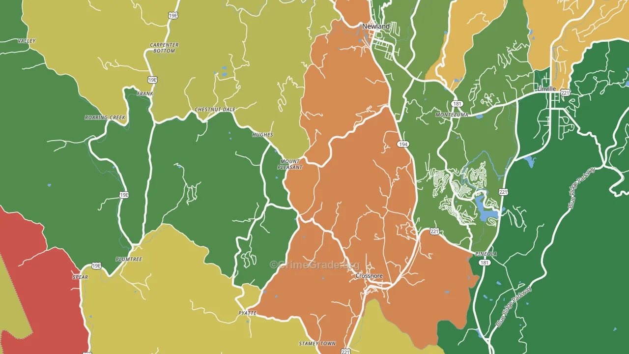 Newland, NC Map of Theft Rates