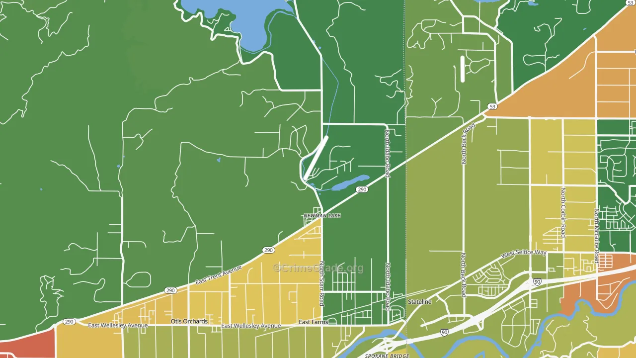 Newman Lake, WA Map of Theft Rates