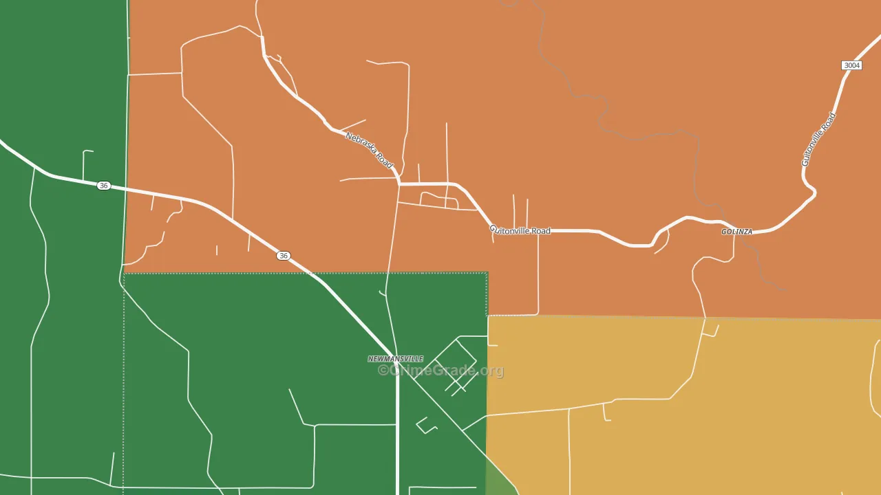 Newmansville, PA Map of Theft Rates