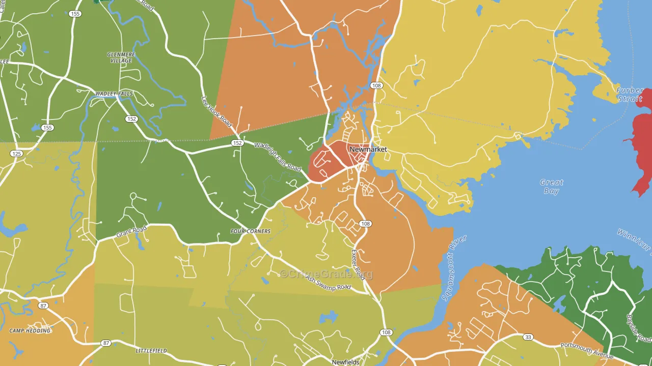 Newmarket, NH Map of Theft Rates