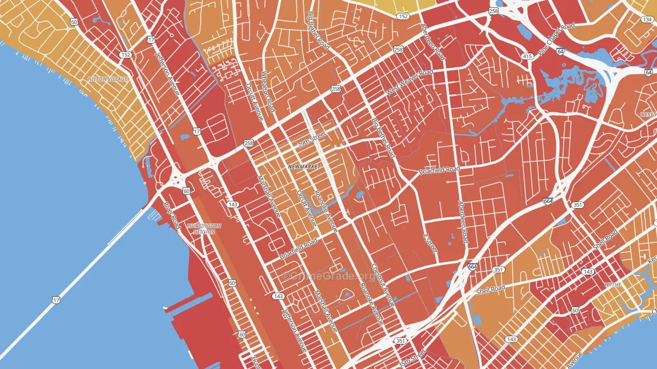 Newmarket South, Newport News, VA Map of Theft Rates
