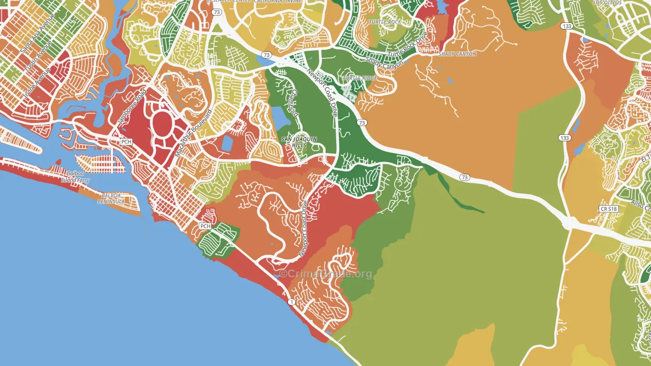 Newport Coast, CA Map of Theft Rates