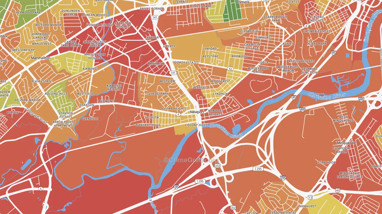Newport, DE Map of Theft Rates