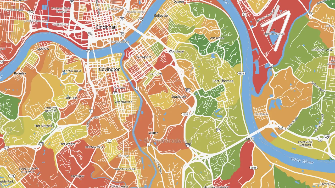 Newport, KY Map of Theft Rates