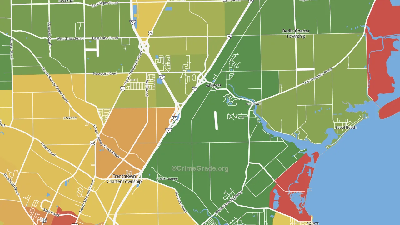 Newport, MI Map of Theft Rates