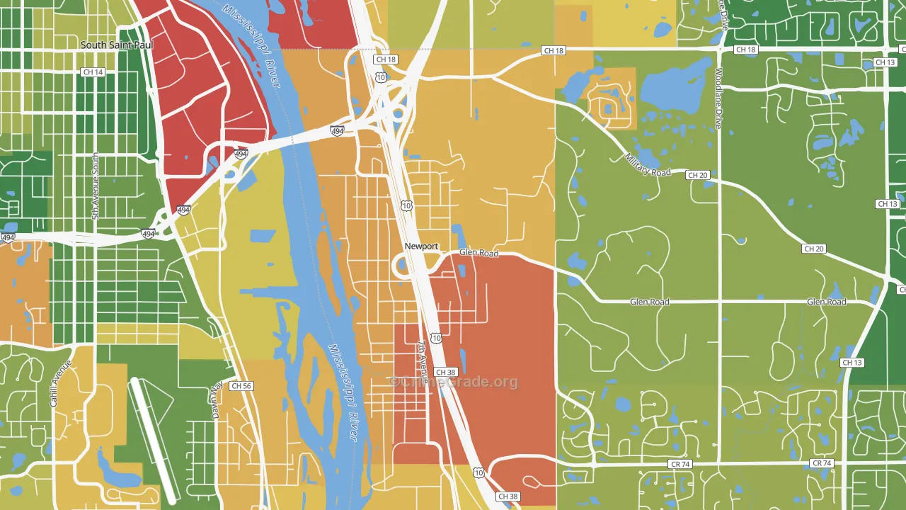 Newport, MN Map of Theft Rates