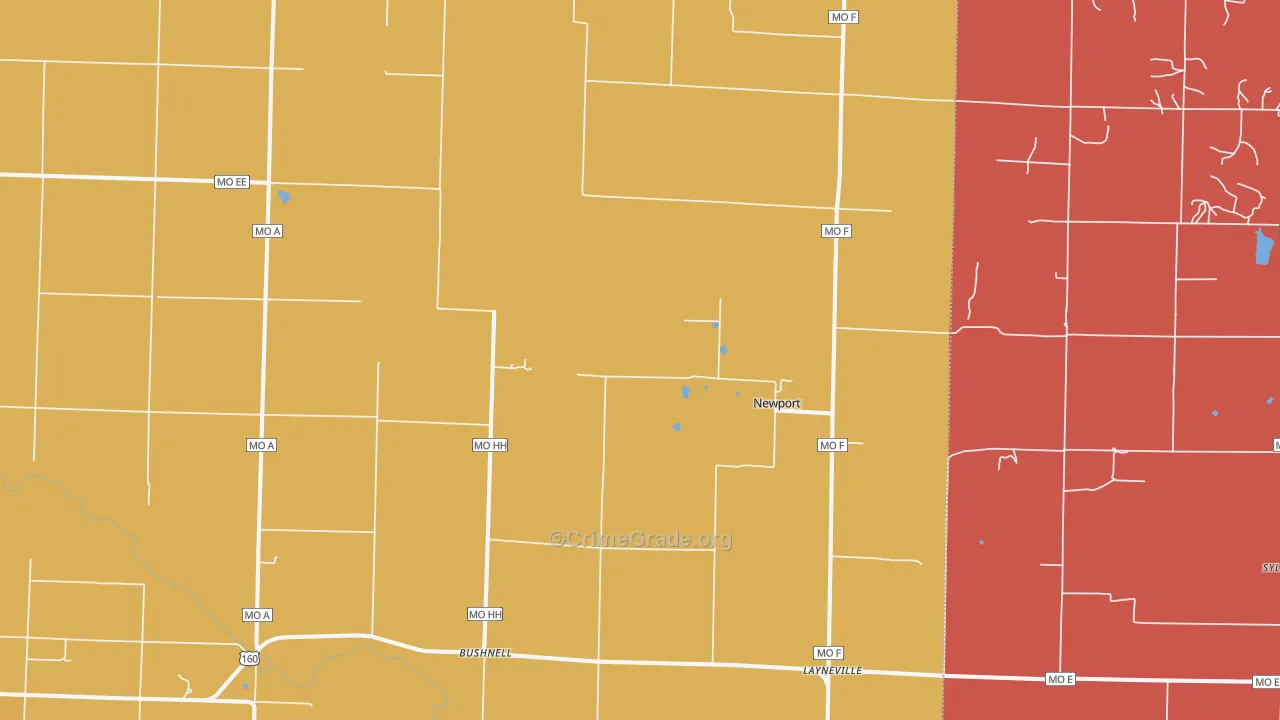 Newport, MO Map of Theft Rates
