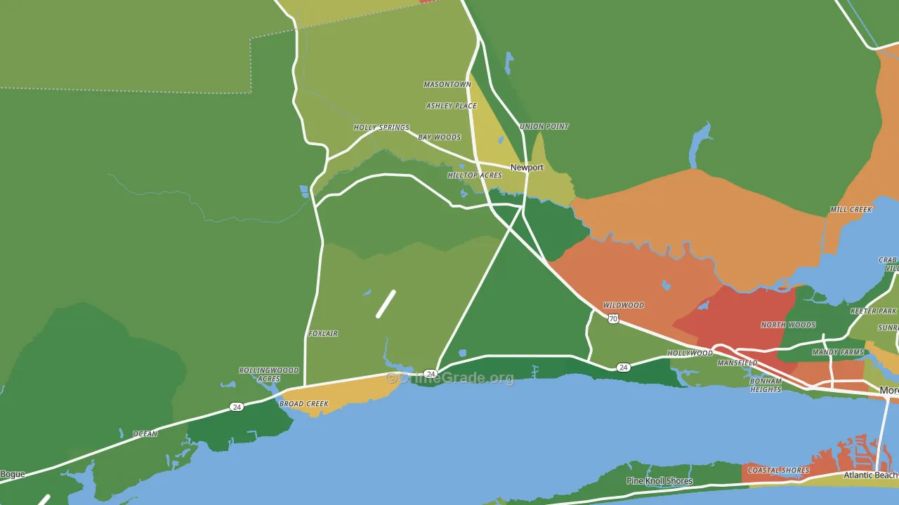 Newport, NC Map of Theft Rates