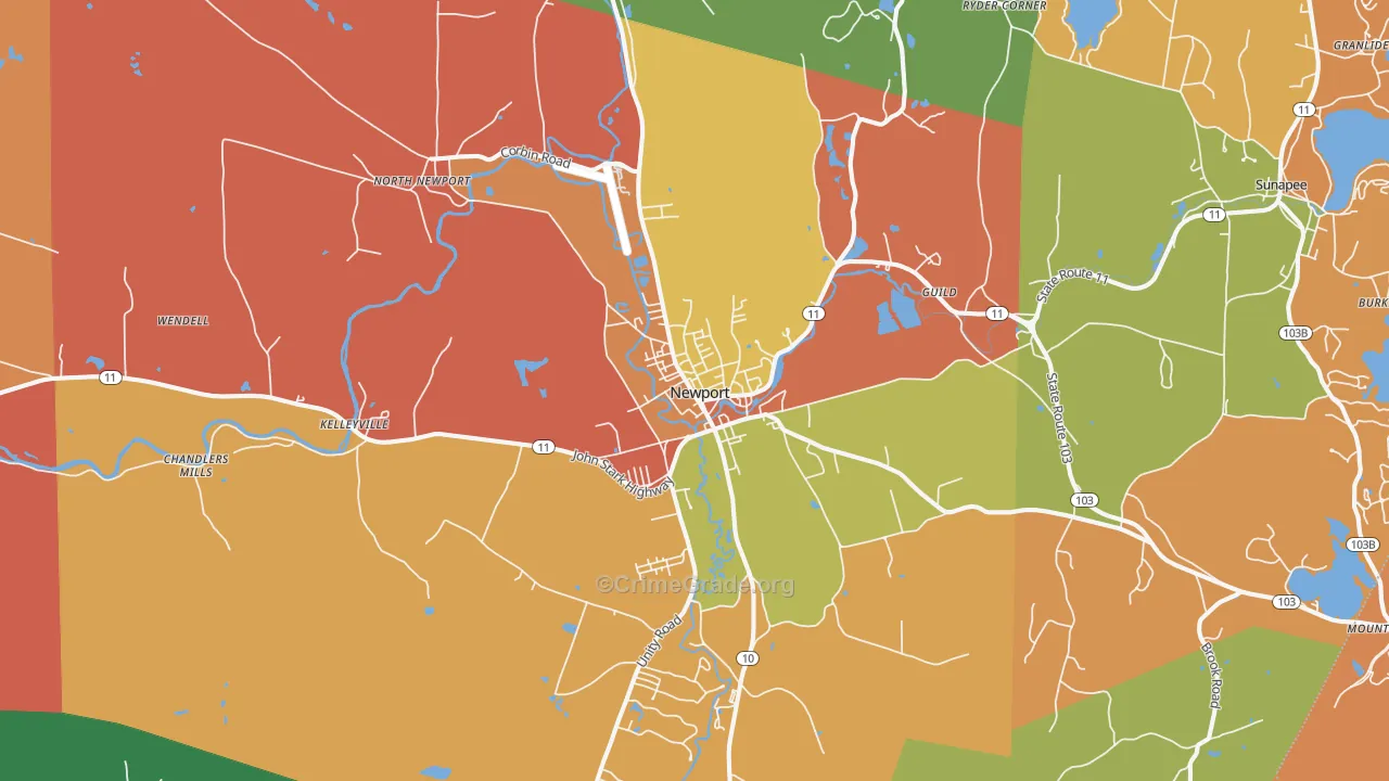 Newport, NH Map of Theft Rates