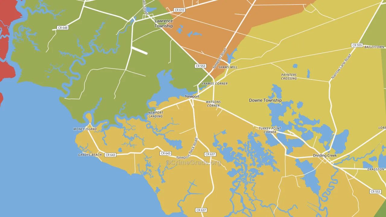 Newport, NJ Map of Theft Rates