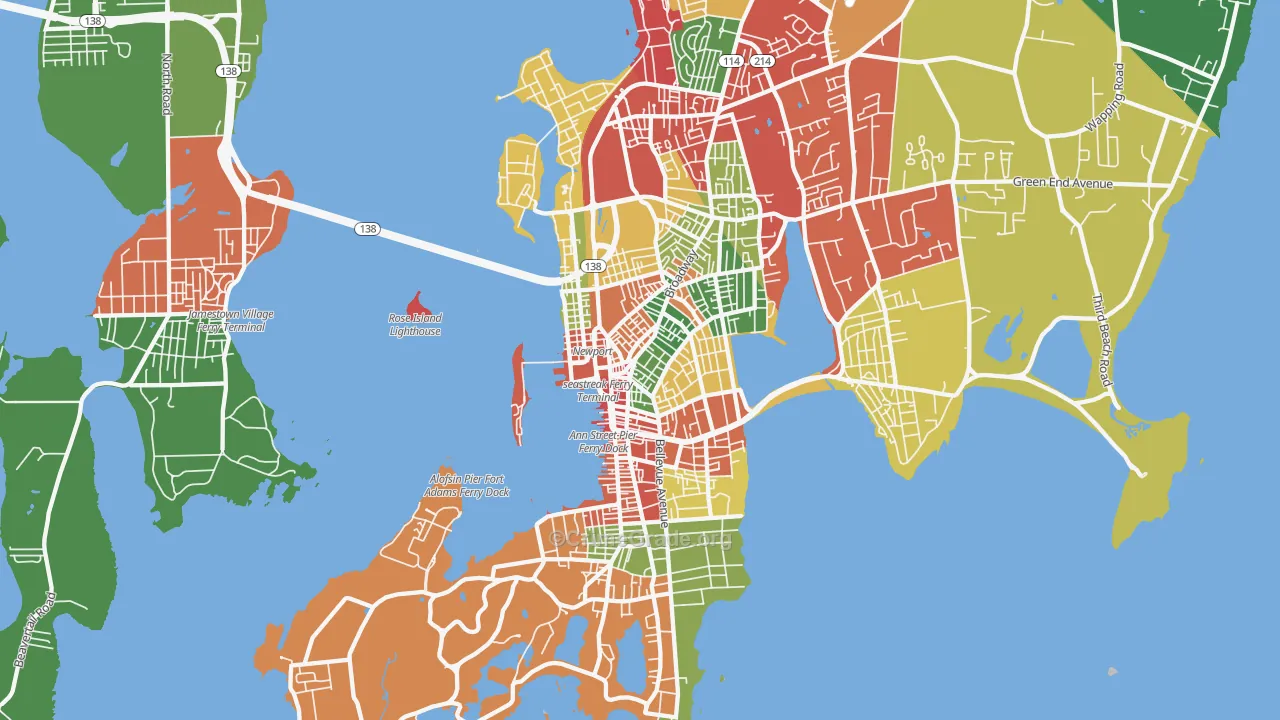 Newport, RI Map of Theft Rates