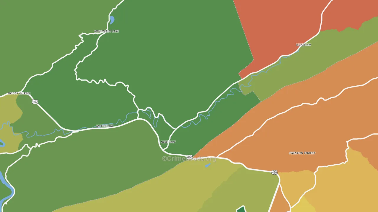 Newport, VA Map of Theft Rates