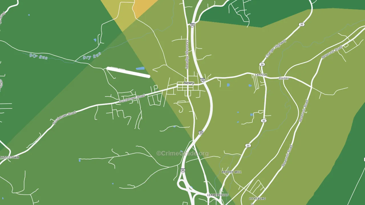 Newry, PA Map of Theft Rates