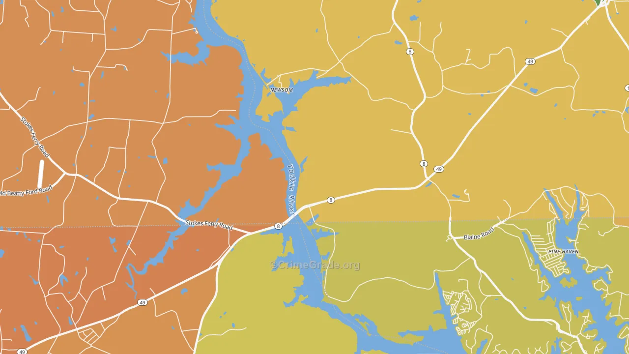 Newsom, NC Map of Theft Rates