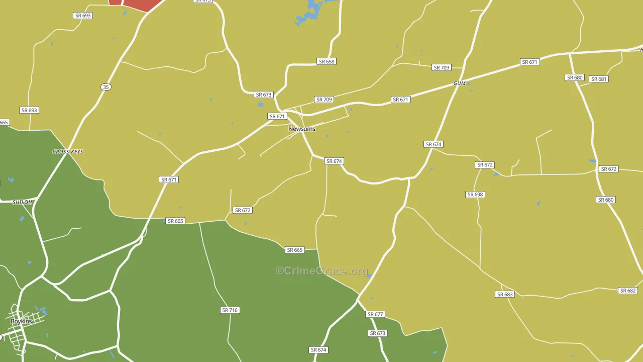 Newsoms, VA Map of Theft Rates