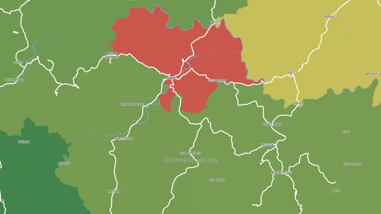 Newton County, AR Map of Theft Rates
