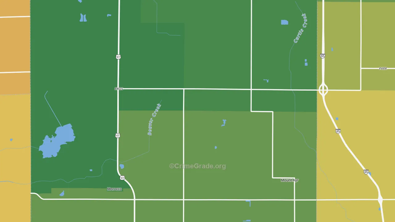 Newton County, IN Map of Theft Rates