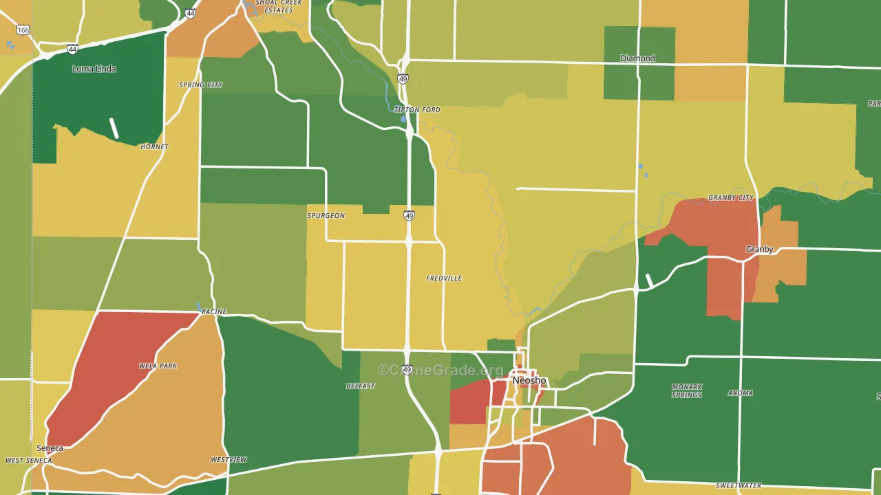 Newton County, MO Map of Theft Rates