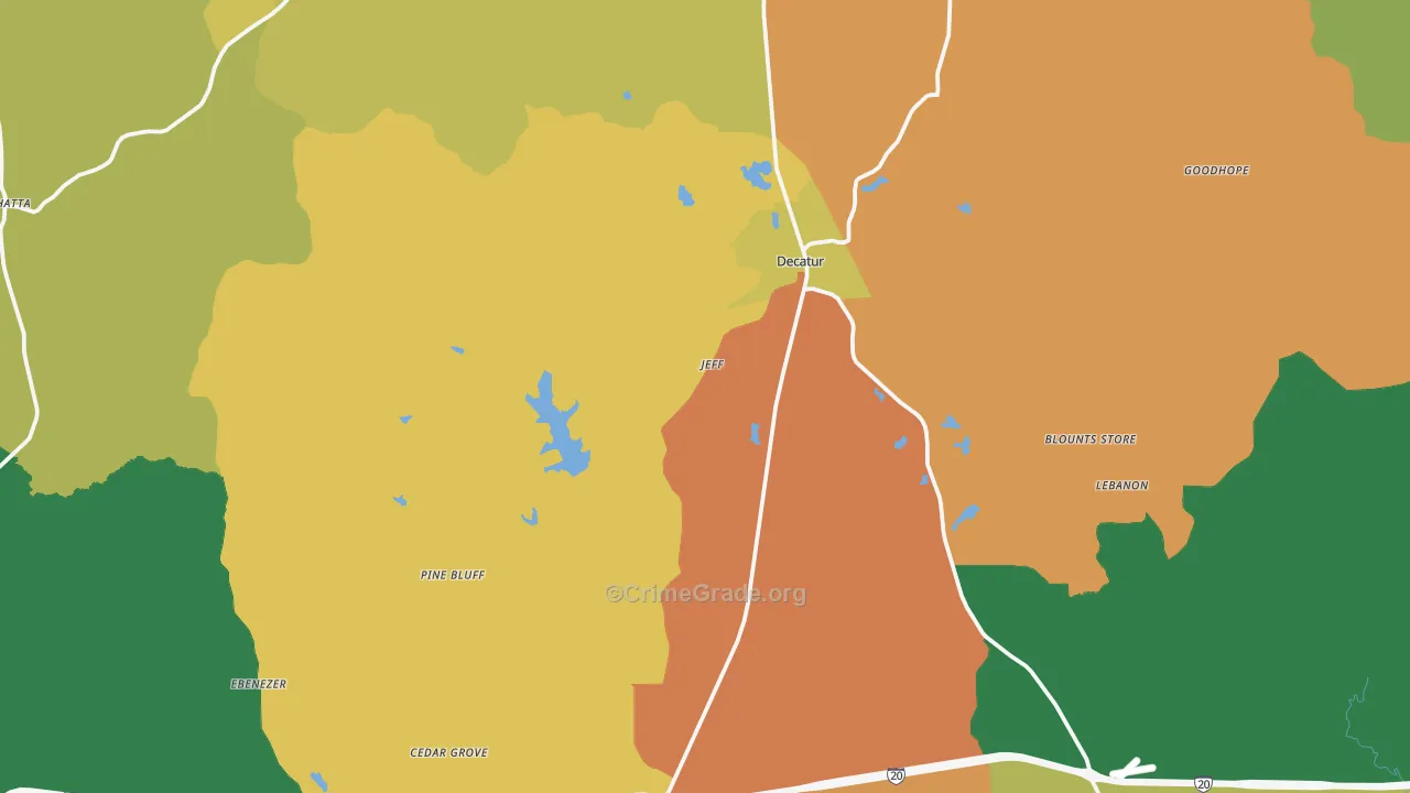 Newton County, MS Map of Theft Rates