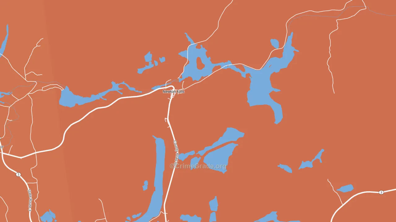 Newton Falls, NY Map of Theft Rates