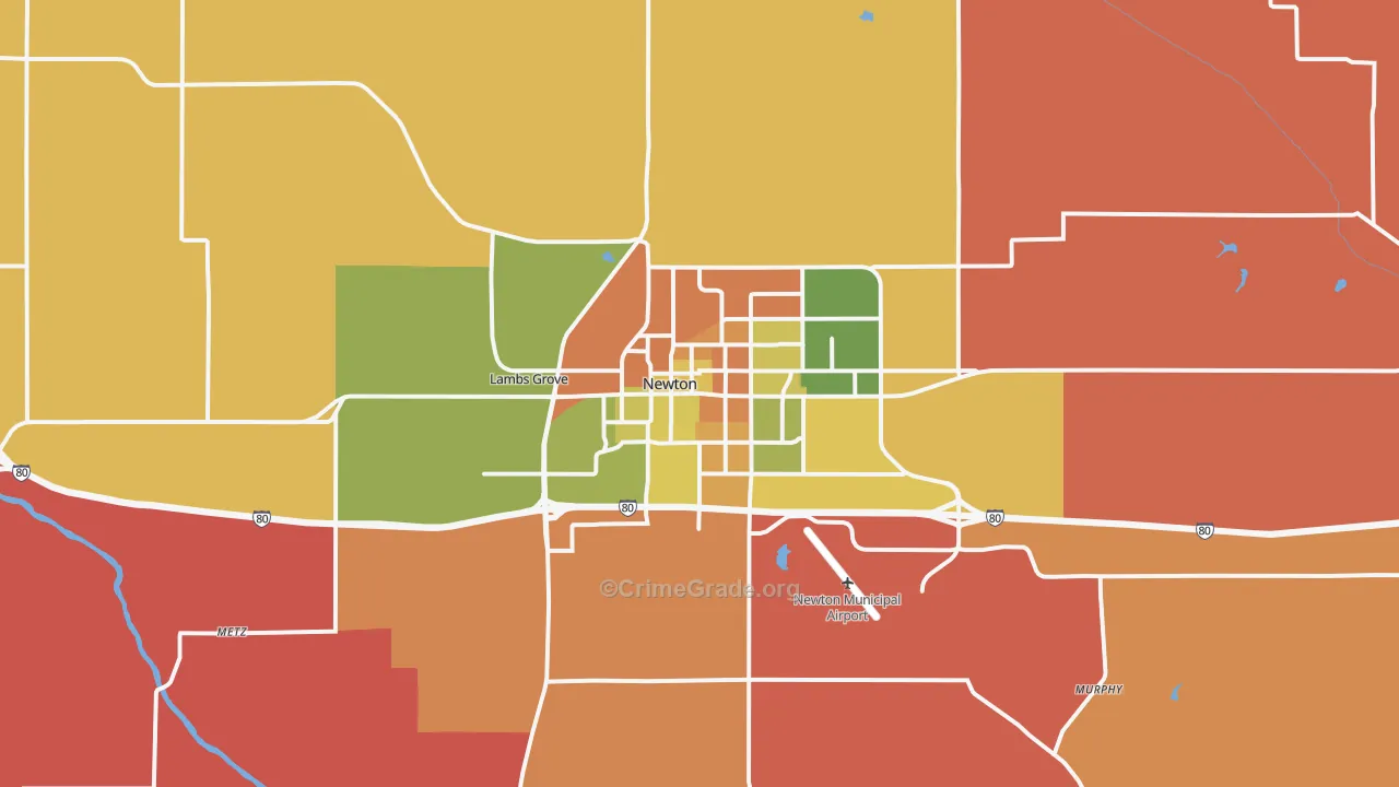 Newton, IA Map of Theft Rates
