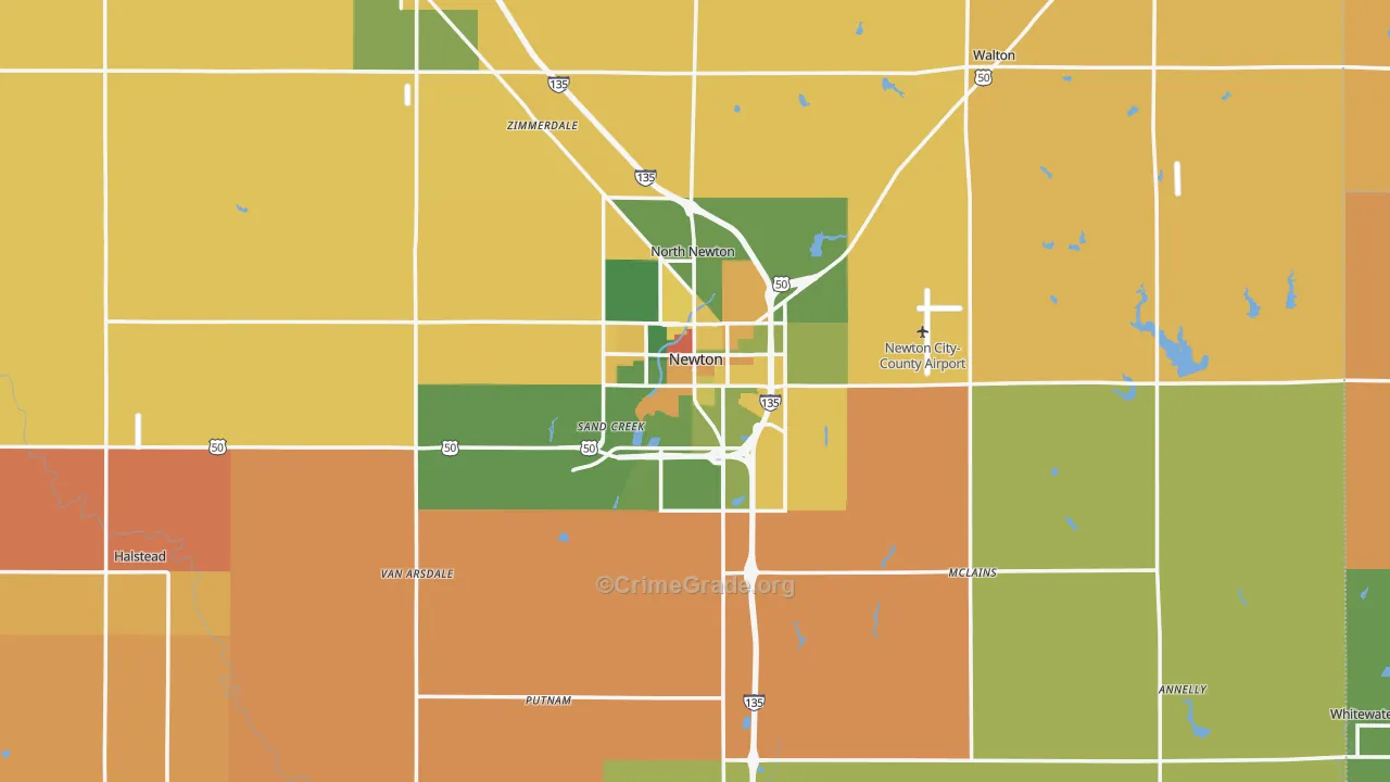 Newton, KS Map of Theft Rates
