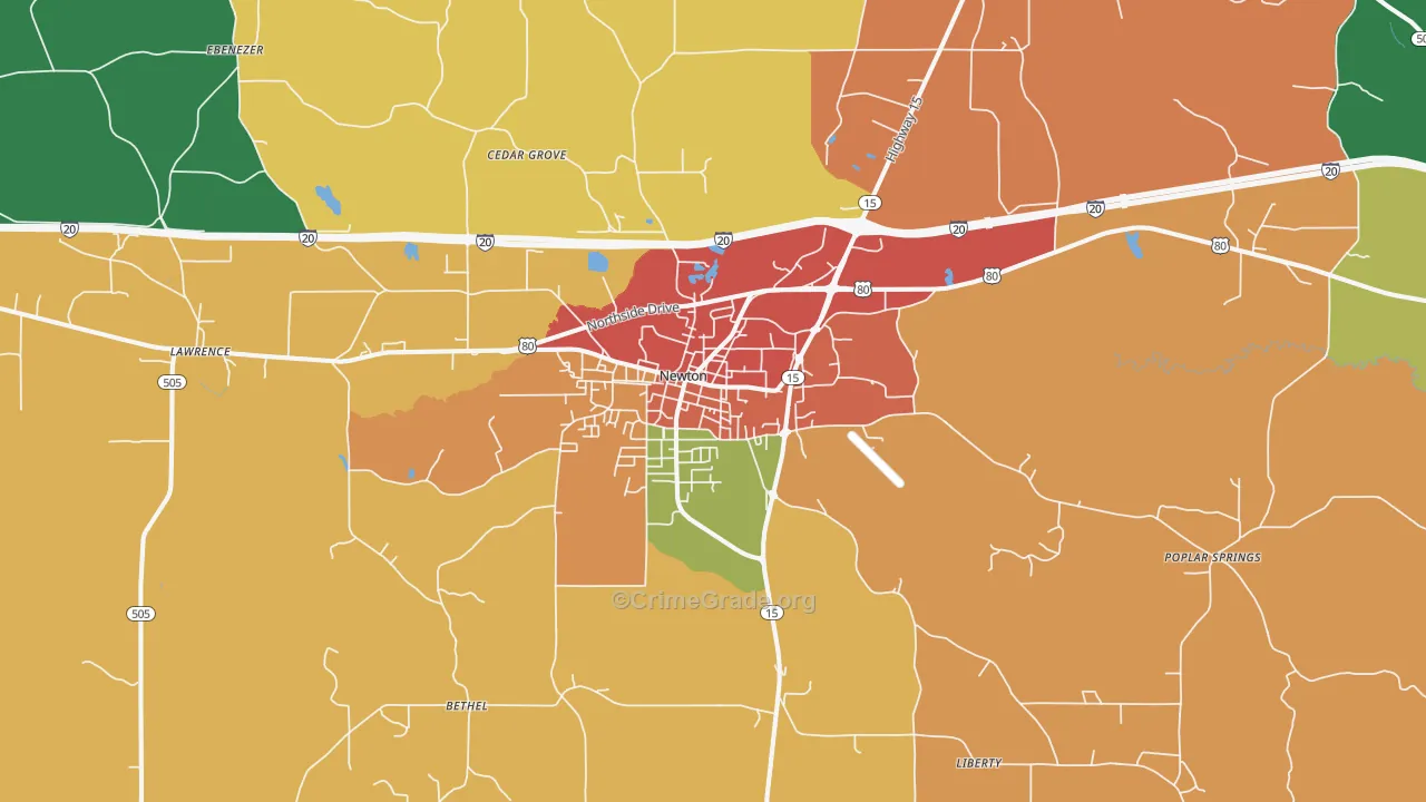 Newton, MS Map of Theft Rates