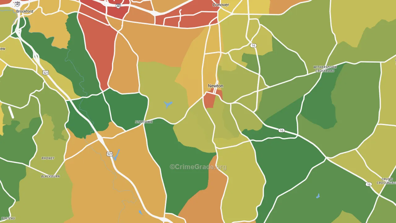 Newton, NC Map of Theft Rates
