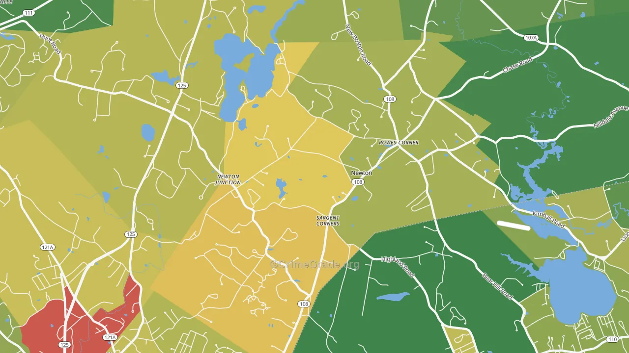 Newton, NH Map of Theft Rates