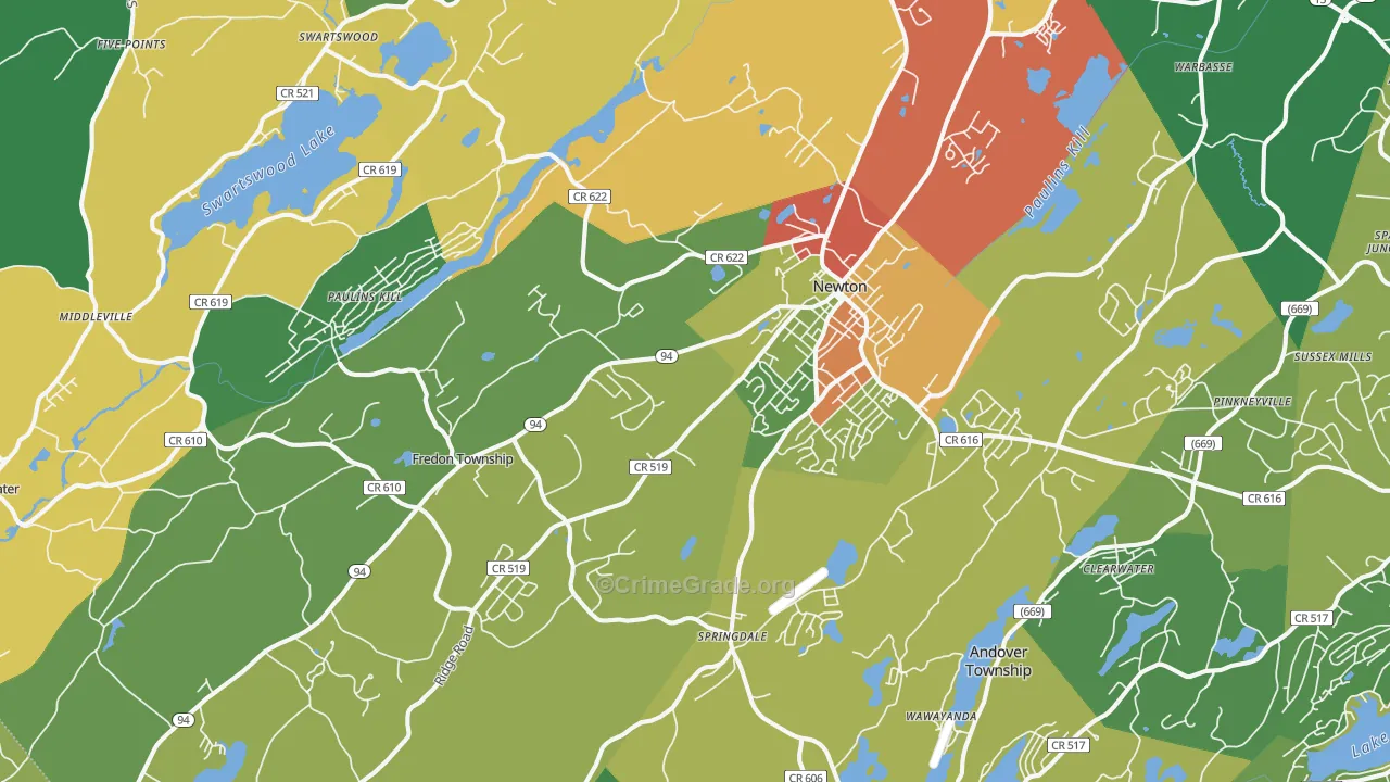 Newton, NJ Map of Theft Rates
