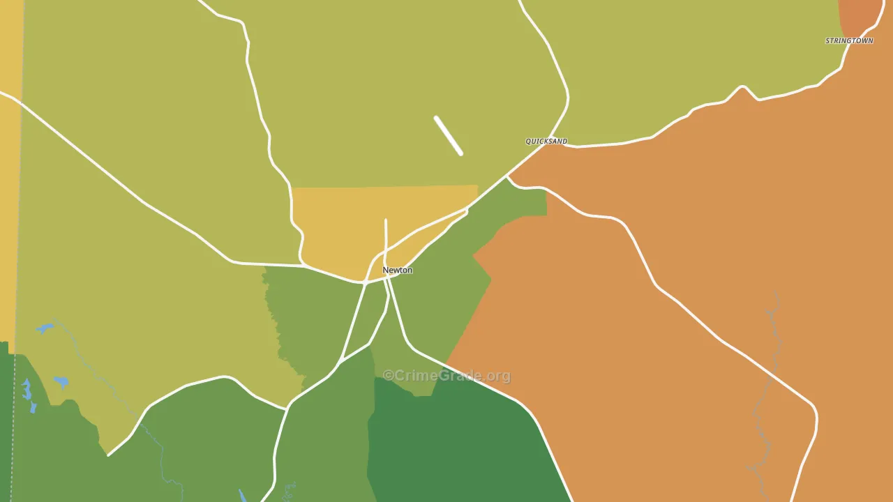Newton, TX Map of Theft Rates