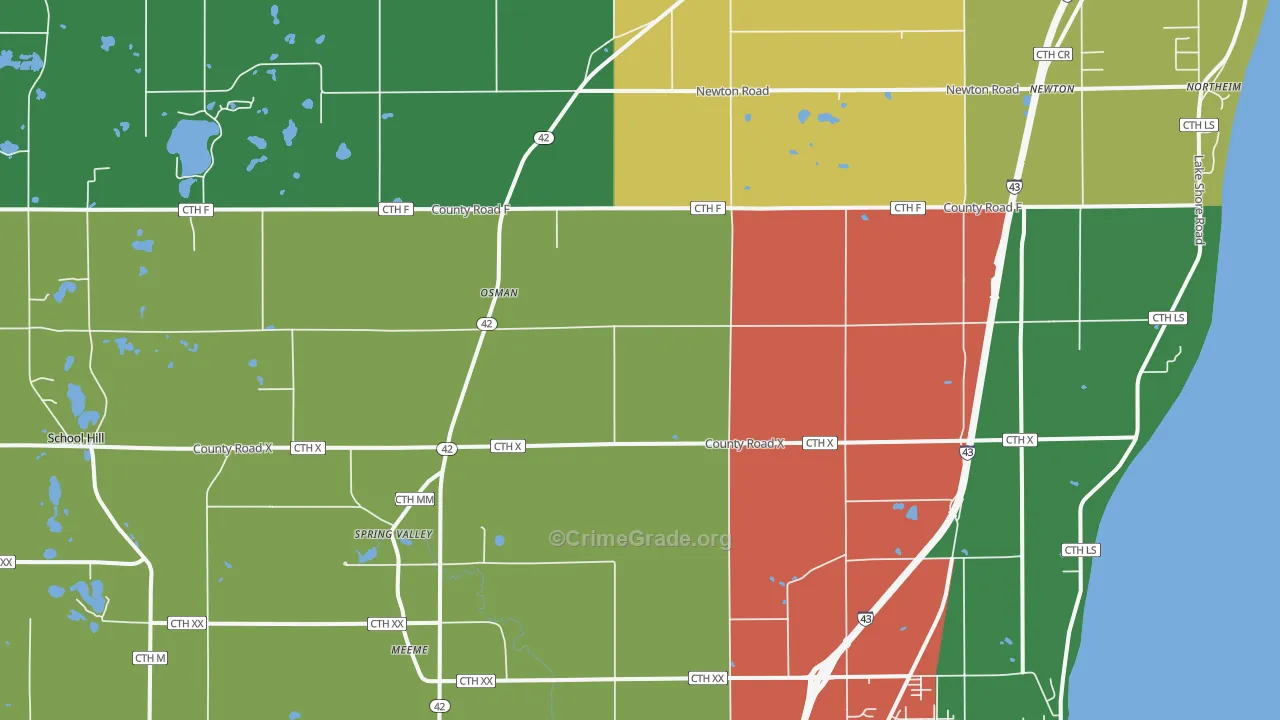 Newton, WI Map of Theft Rates