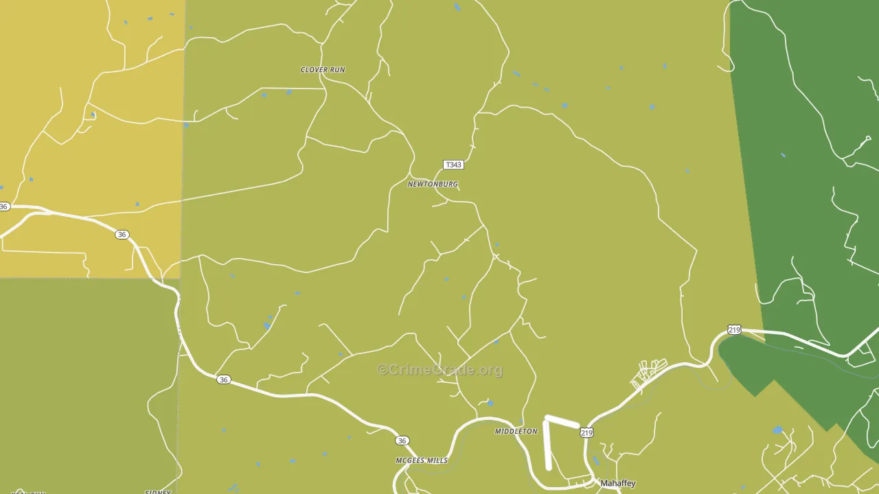 Newtonburg, PA Map of Theft Rates